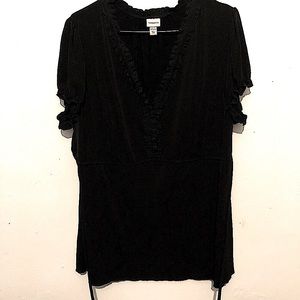 Venezia black top with ruffles on front sz 18/20